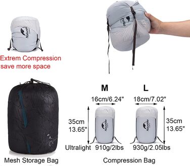Naturehike CW700/CW400 Down Sleeping Bag Ultralight Portable Compact Winter Sleeping Bag 4 Seasons for Adults and Children Outdoor Camping Hiking Travel with Compression Sack