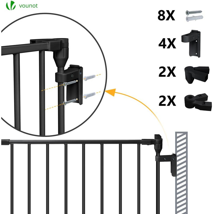 Захисне ґратка для каміну Vounot 375см з дверцятами, металева, для дітей, чорна