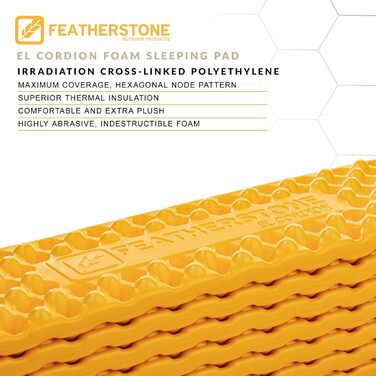 Ізоляційний туристичний килимок Featherstone Outdoor EL Cordion R-Value 2.1 із закритопористого піноматеріалу для ультралегких походів, кемпінгу та туризму