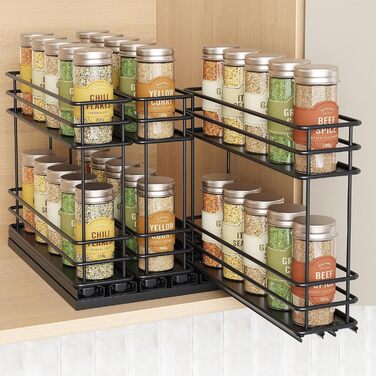 Організатор для спецій Orimade, висувна полиця для спецій, 3 шт. Чорний колір