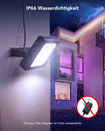 Govee Smart LED Flood Light, RGBICWW WiFi Outdoor Flood Light Works with Alexa, 2700-6500K, Dimmable LED Light with Color Changing, IP66 Waterproof, 4-Pack Outdoor Christmas Decoration