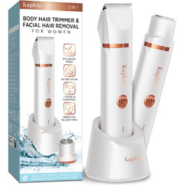 Триммер для бікіні та тіла для жінок 2-в-1: електричний водонепроникний триммер для інтимної зони, обличчя, ніг та рук (Перловий білий)