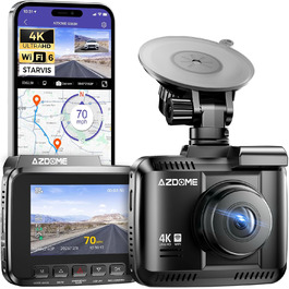 Відеореєстратор AZDOME GS63H 4K з Wi-Fi, GPS, Нічне бачення та Широким кутом 170°, WDR, IPS 2.4', Паркувальний режим, Детектор руху, Циклічна запис