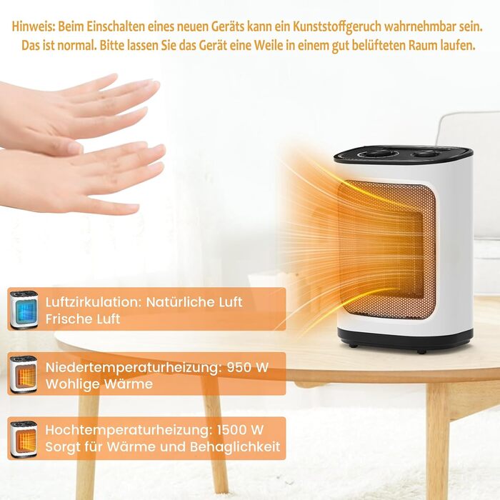 Масляний радіатор COWSAR: Енергозбереження, Швидкий нагрів, 3 режими, захист від перекидання та перегріву, 1200W для вітальні та спальні, білий