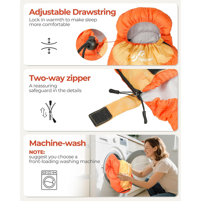Сплячий мішок Sportneer для кемпінгу: 3-4 сезонний, легкий, компактний, для дорослих