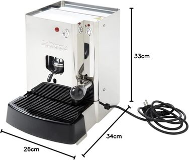 La Piccola Sara Classic Stainless Steel Italian Espresso Machine for ESE Pods | Environmentally conscious and economical in consumption | For standard ESE pods 44mm, SARCLAA4S4GXX, Stainless Steel