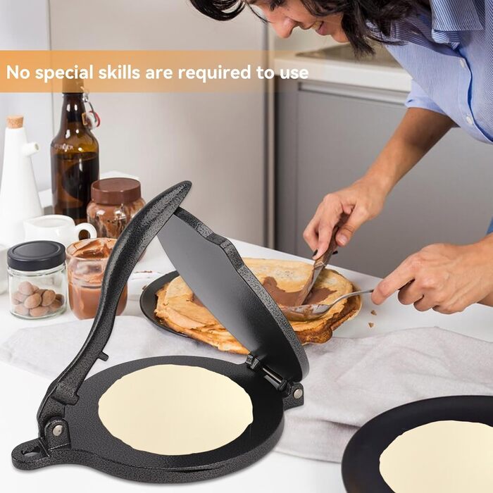 Пресс для тортилій Cyrank, ручний ротатор для роти, прес для тако та кесадільї, 20 см, чорний