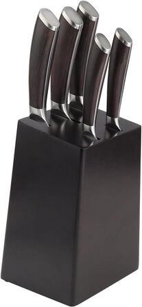 Набір кухонних ножів BEM Master Chef 6 шт. з підставкою: кухонний, овочевий, хлібний, універсальний ножі + точилка (дамаст)