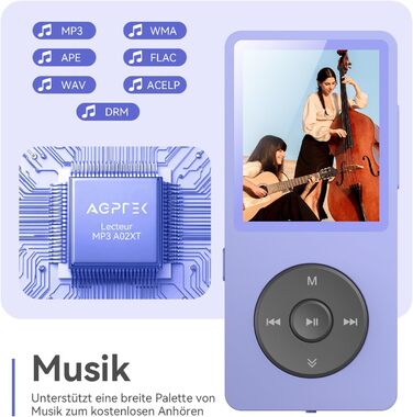 MP3 плеєр AGPTEK 32GB Bluetooth 5.3, 1.8