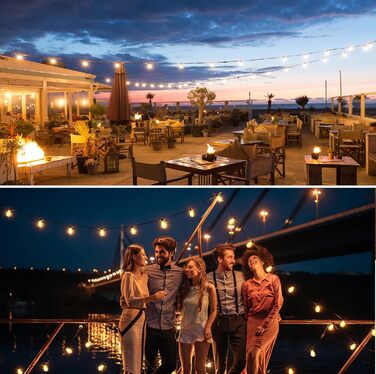 Льорочка з 50+2 LED-лампочками, 30 метрів, IP45, тепле світло, для саду, тераси, святкування, з пультом керування