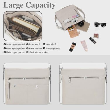 Сумка жіноча Gladdon шкіряна крос-боді середнього розміру з широким ременем, сумка на плече з жакардовою тканиною (бежева)