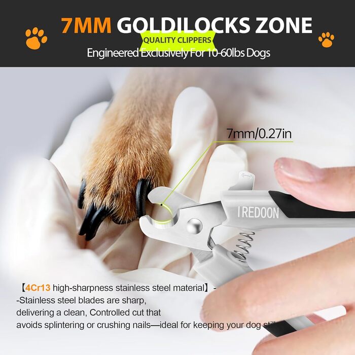 Професійна нігтьова шарикова пилка для собак та котів з високоякісною пільцювальною пилкою з нержавіючої сталі та надгострими лезами з нержавіючої сталі 4Cr13 для маленьких, середніх та великих порід