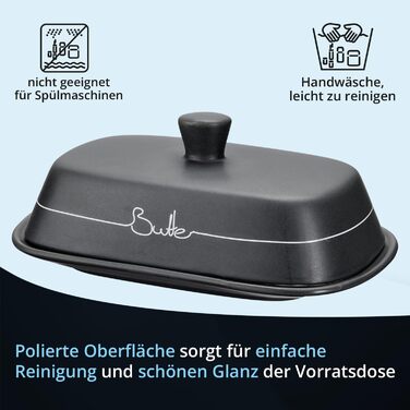 Набір контейнерів для зберігання KHG для кухні антрацитово-сірого кольору з дерев'яною кришкою, контейнери для продуктів з кераміки, з маркуванням, набір органайзерів для кухні, без пластику та світлонепроникні (хлібниця та маслобниця)