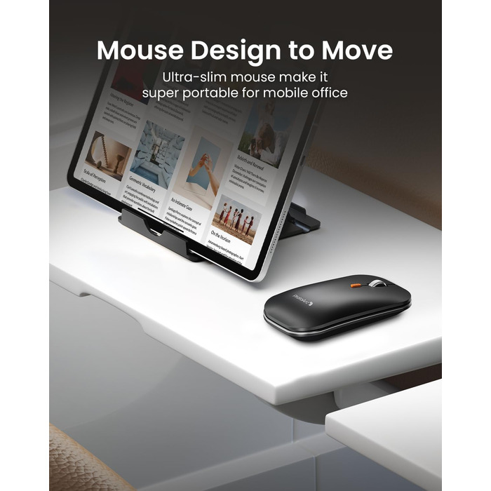 Бездротова клавіатура та миша ProtoArc XKM01: складана, Bluetooth, 2.4G, QWERTZ, для iPad, Tablet, iPhone, Laptop (Space Grey)