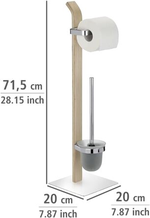 Набір для туалету WENKO Samona Nature з дерева та хромованими акцентами: тримач туалетного паперу та щітка для унітазу