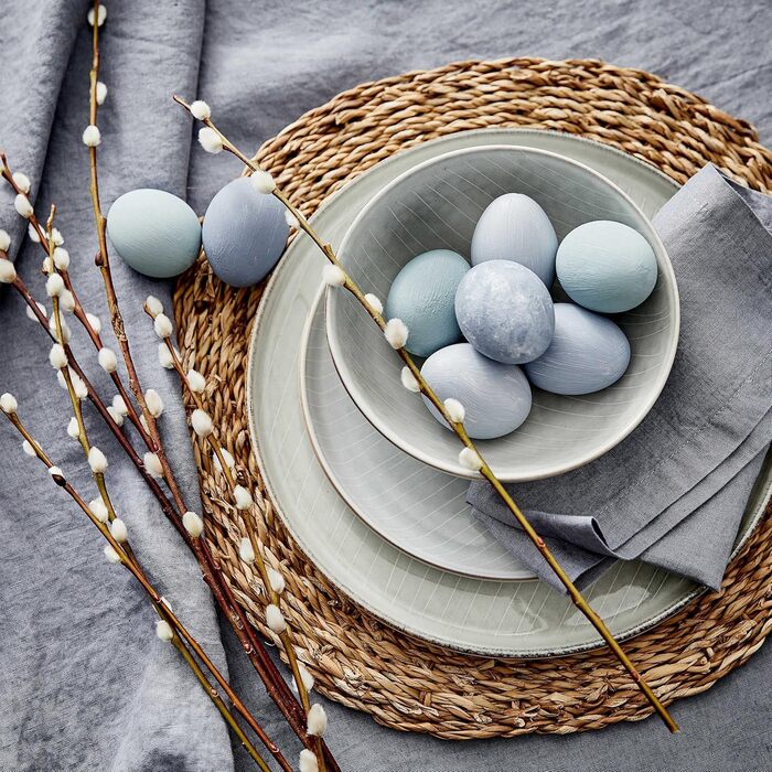 Набір посуду BUTLERS Atlantis для 4 осіб (12 предметів) | Тарілки, миски, чашки | Кераміка, градієнт кольору, бохо-стиль | Мікрохвильова піч та посудомийна машина | Сірий колір