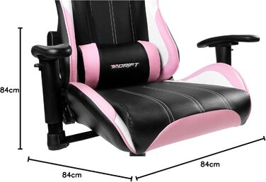 Ігрове крісло DRIFT DR175PINK, екошкіра, 2D-підлокітники, клас 4, рожево-чорне