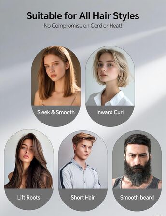 LANDOT Міні випрямляч для волосся 2-в-1: випрямляч та щітка для волосся. Компактний випрямляч для короткого та середнього волосся (Чорний)