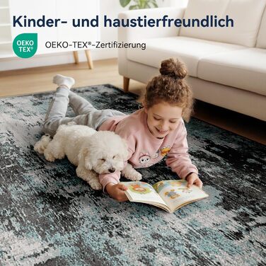 Килимок-доріжка 60 x 180 см, неслизький, з коротким ворсом, для кухні, миється, складається, абстрактний дизайн, синьо-чорний колір, підходить для входу, кухні, вітальні та офісу