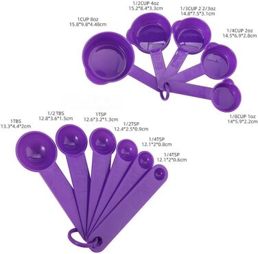 Measuring cup and spoon set, 11-piece plastic measuring cup and spoon set for dry and liquid ingredients, 5 measuring cups and 6 measuring spoon set for kids for cooking and baking, color: Pink