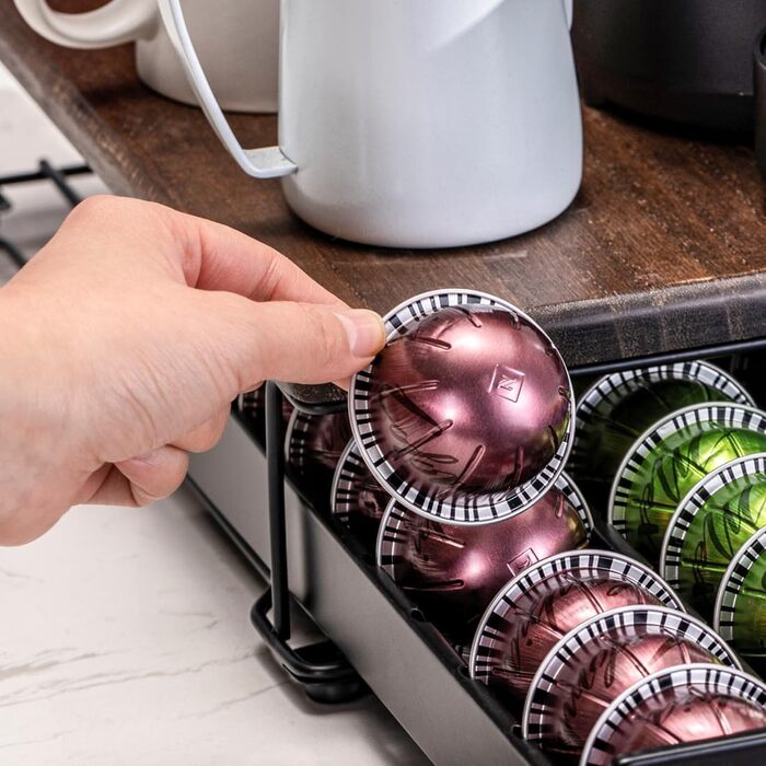 Підставка для капсул Nespresso Vertuo з дерев'яною кришкою - 50 капсул