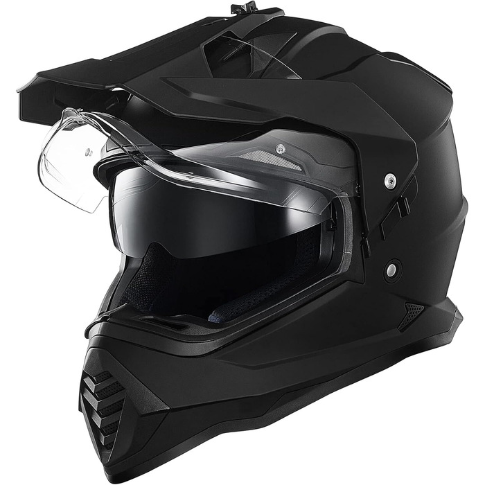 Мотошолом ILM Dual Sport Adventure з сонцезахисним склом, Pinlock, для кросу, квадроциклів, сертифікат ECE, модель WS902, розмір L, матовий чорний