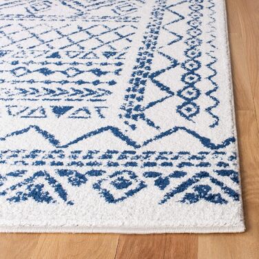 Килимок Safavieh Boho Tulum для вітальні, їдальні, спальні - короткий ворс, слонова кістка та морський блакитний, 91 x 152 см