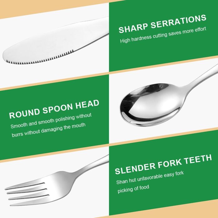 Набір дитячого столового приладдя з нержавіючої сталі (6 шт.) - 2 виделки, 2 ножі, 2 ложки. З гравіюванням, від 3 років.