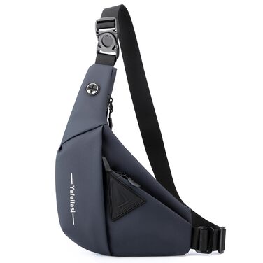 Чоловіча нагрудна сумка VARLIVOO Brusttasche - слинг-сумка, кросбоді, через плече, спортивна, для фітнесу, подорожей, кемпінгу, школи. Водонепроникний рюкзак з поліестеру, блакитний.