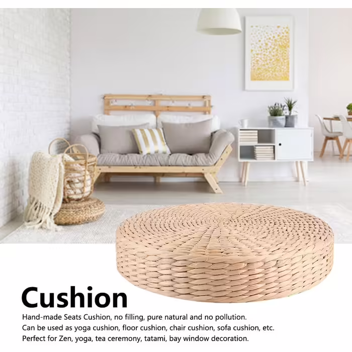 Fybida Japanese Floor Cushion, Round Pouf, Tatami Chair Pad, Yoga Seat Cushion, Knitted Floor Mat, Garden, Dining Room, Home Decor, Outdoor (30 cm X 5 cm)