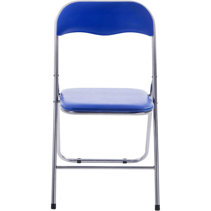 CLP Folding Chair Felix I Padded Folding Chair with Faux Leather Upholstery, Color: (Blue/Silver)