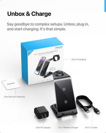 Бездротова зарядка Induktive з підтримкою MagSafe для iPhone 16 Pro/16/16 Pro Max/15 Pro/15/15 Pro Max, Apple Watch 10/Ultra 2/SE/9/8/7/6/5/4/3/2 та AirPods 4/3/2/Pro (сіра)