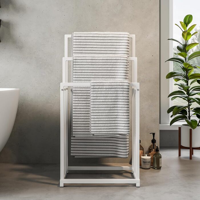 Підставка для рушників, тримач для рушників, сталева підставка для рушників на 3 полиці, для ванної кімнати, білий