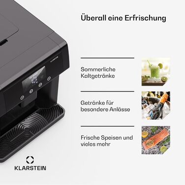 Машина для приготування льоду Klarstein Eiswürfelmaschine Klein, 3L, чорна. Виробляє до 15 кг льоду за 24 години, 3 розміри кубиків льоду. Легке очищення.
