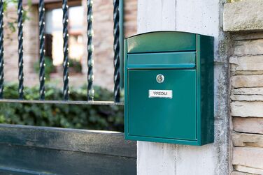 Поштовий ящик ARREGUI Compact E5731 сталевий (білий/зелений), розмір S (DIN A5), настінний, водонепроникний, з табличкою для імені, 2 ключі, легкий монтаж