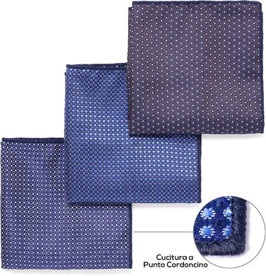 Набір краваток для чоловіків 3 шт. + 3 кишенькові хустинки | Подарунковий бокс для чоловіків на весілля | Класичні краватки та хустинки (світло-блакитний, блакитний у клітинку)