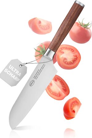Кухонний ніж Santoku RÖSLE Masterclass 17 см, сталь, дерев'яна ручка, для м'яса, риби та овочів