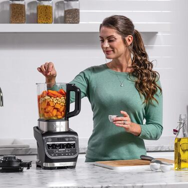 Ninja Foodi Hot & Cold Blender with Auto-iQ Programs - 1.7L Glass Jug, 1000W, Includes Masher & Cleaning Brush