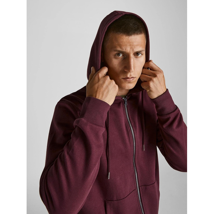 Чоловіча однотонна толстовка з капюшоном Jack & Jones, колір Port Royale (червоний), розмір 3XL