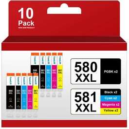 Комплект картриджів 580 581XXL для принтерів Canon PIXMA TS705, TS705a, TS6350a, TS8350, TR7650, TR8550 (PGBK, BK, C, M, Y), 10 шт.