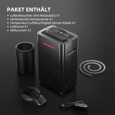 Електричний осушувач повітря Spider Farmer 12L з регулюванням вологості, APP-керування, таймер 24H для теплиці, дому та підвалу