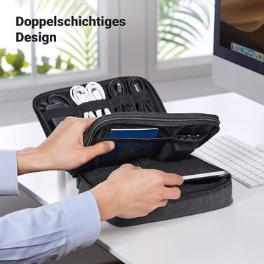 UGREEN Electronics Travel Cable Bag Universal Travel Cable Organizer Electronics Accessories Case 2-Layer Large Electronics Accessories Bag for Cables, Charger, Power Bank, Tablet
