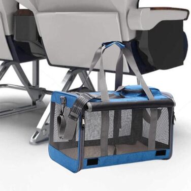 Транспортна переноска для собак та котів, складана, дихаюча, блакитна, 46x46x30 см
