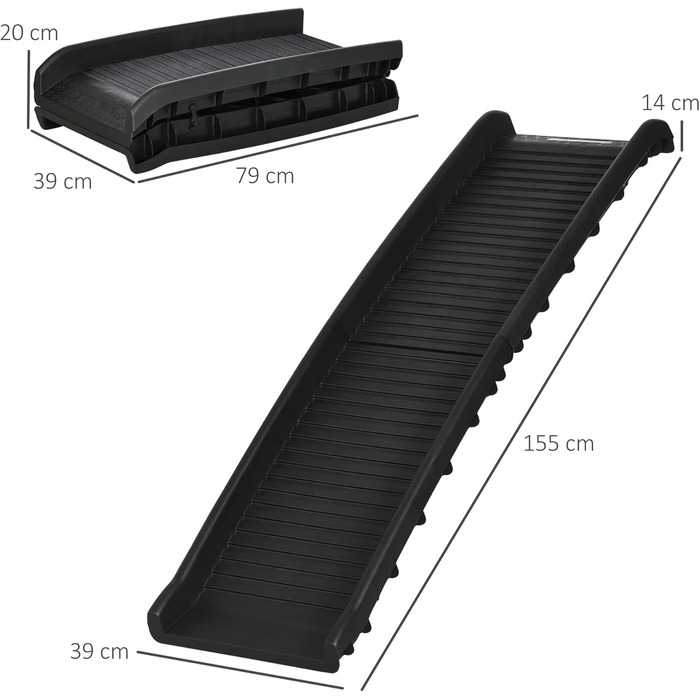 PawHut Рампа для собак, складана, для авто, вантажівок та SUV, до 75 кг, 155 x 39 см