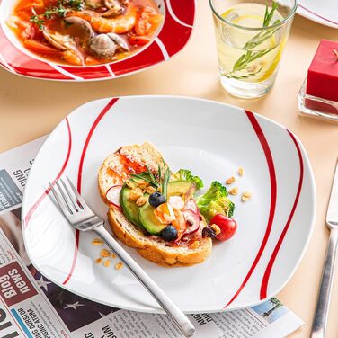 MALACASA, Felisa Series, 36-Piece Dinnerware Set made of Porcelain Tableware with 12 Dinner Plates, 12 Cake Plates, 12 Soup Plates each, Combination Service for 12 People, 36-Piece Tableware Set