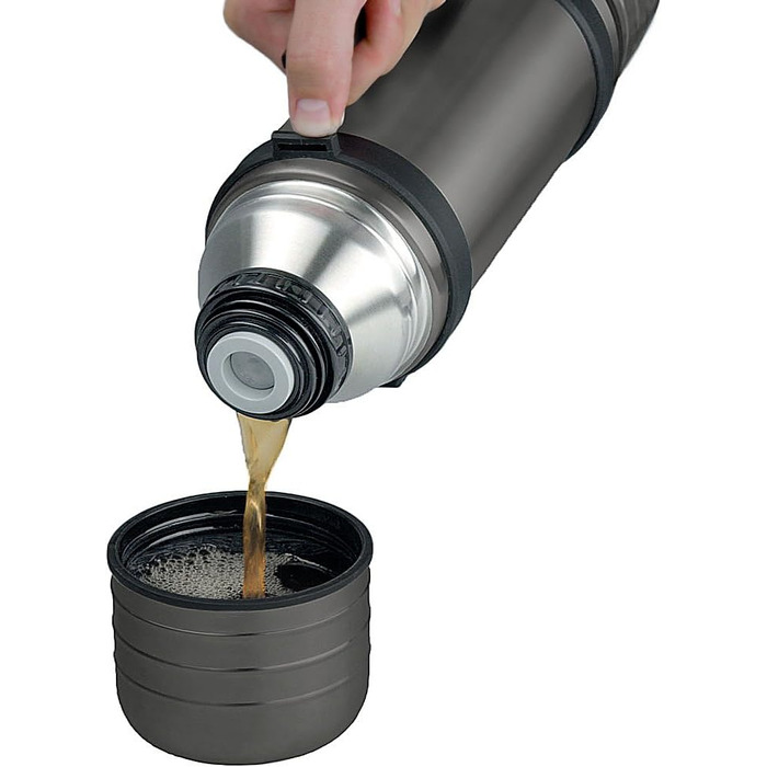 Isosteel Duo Vacuum Insulated Stainless Steel Water Bottle - 1.0L, Titan Gray, Quickstop Lid & 2 Cups
