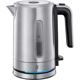 Електричний чайник Russell Hobbs 0.8л Compact з нержавіючої сталі (2200W, LED, фільтр від накипу, індикатор рівня води) для дому та подорожей