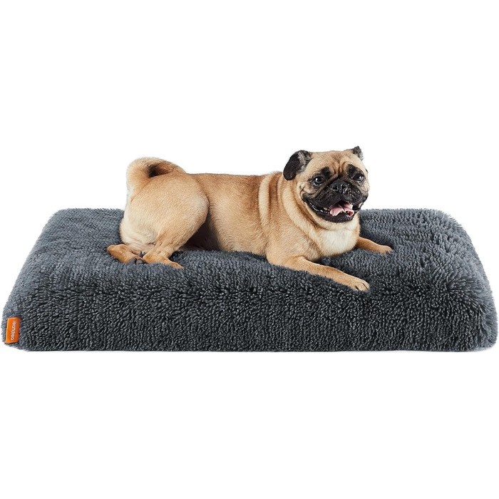 Feandrea Dog Bed, Orthopedic Dog Cushion, Padded with Bubble Foam, Removable and Washable Cover, Size M, for Small and Medium Dogs, 80 x 50 x 8 cm, Dark Grey PGW211G02