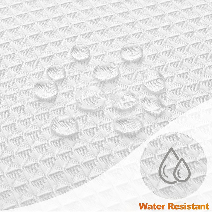 Драпіруваний душовий завіс: великий, білий, з текстурою вафельного плетіння, з тканини, міцний, готельний, для ванної кімнати, 183x244 см