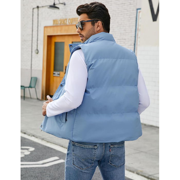 Чоловічий пуховий жилет Flygo - теплий, легкий, без рукавів, блакитний (XL)